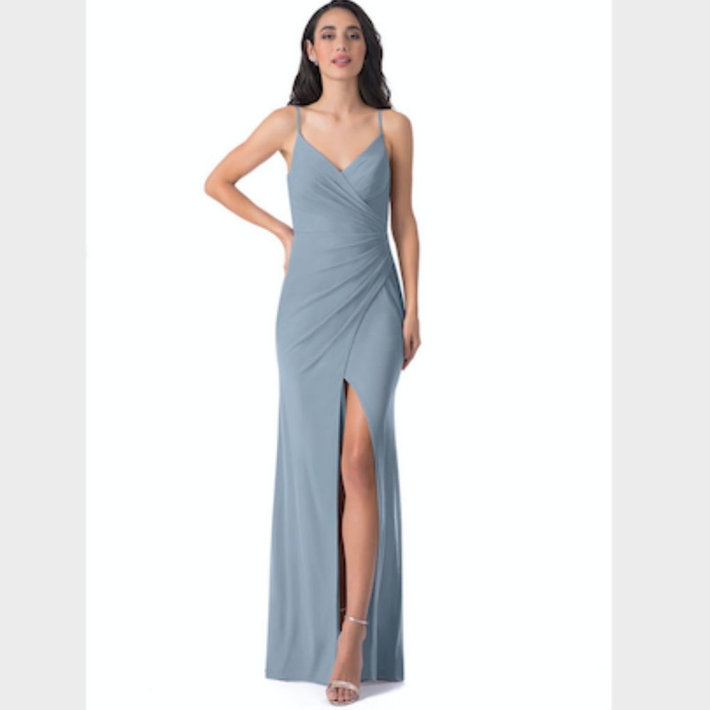 Azazie Adley Bridesmaid Dress, UNALTERED - Dusty Blue, size A0